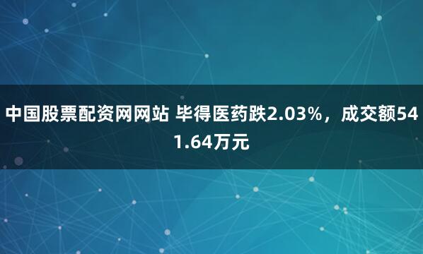 中国股票配资网网站 毕得医药跌2.03%，成交额541.64万元